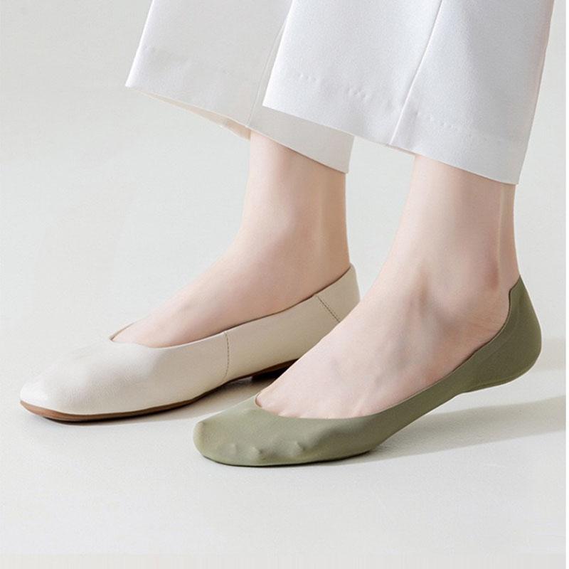 Women's Boat Socks with Foam Padding Shock Absorption Thin and Breathable Ice Silk Socks Shallow Cut Invisible Non-slip Silicone Socks