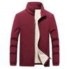 Men's Autumn and Winter Thickened Zipper Warm Jacket Windproof Stand-up Collar Casual Open Solid Color Lining Padded Jacket