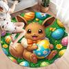 Cute Easter Egg Round Area Rug,Carpet Rug for Living Room Bedroom Sofa Playroom Decor,Non Slip Floor Mat