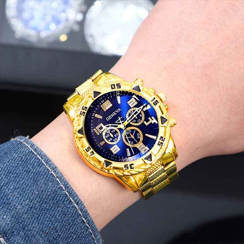 3pcs Men's Luxury Fashion Watch Alloy Strap Mens Watch Round Business Wrist Watch for Men Suitable for Daily Wear Set