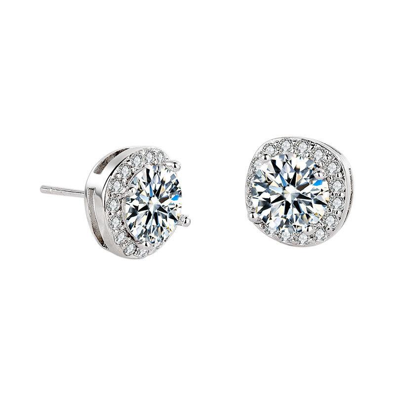 Full Paved Zircon Stud Earrings For Women Fashionable Sparkling Hoops Elegant Daily Jewelry Accessories Gift