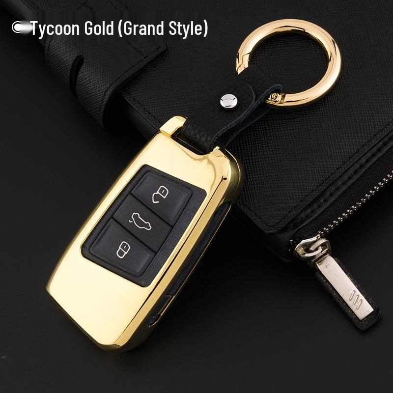 Genuine Leather Key Case for Volkswagen Magotan B8 17 Models - Unisex Metal Protective Shell