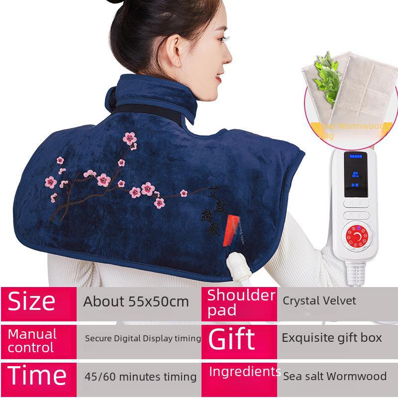 Elektrická vyhřívací podložka na ramena a krk s moxa solí a kompresí hrubé mořské soli