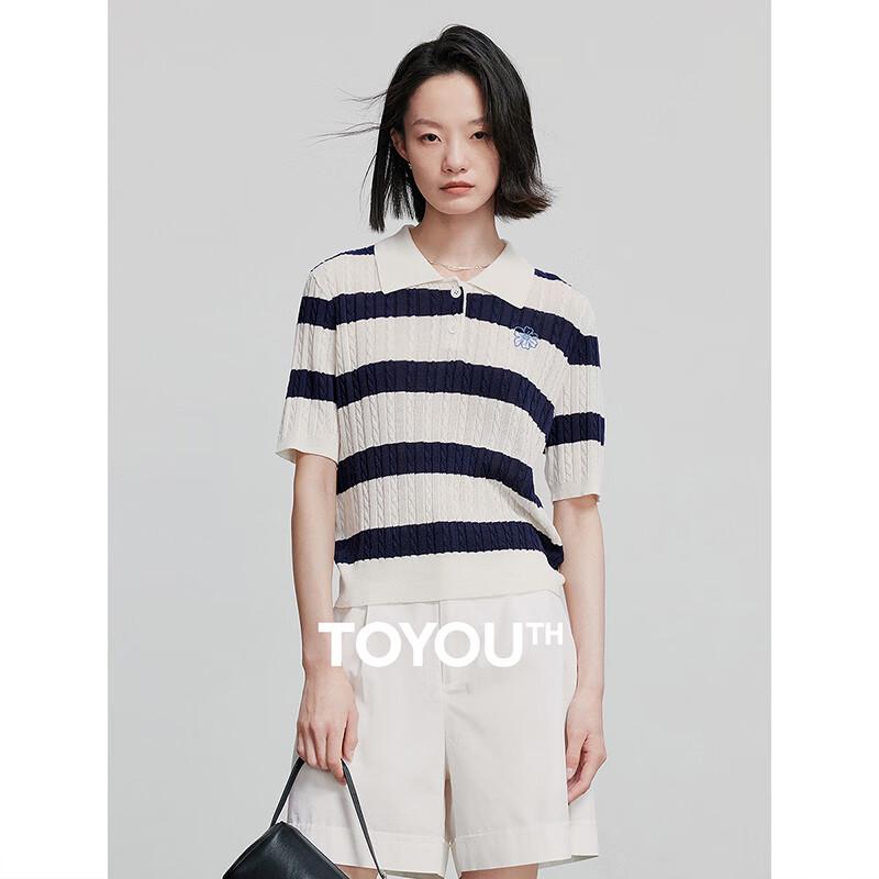 Chuyu Women's Retro Striped Lyocell Polo Knit Top