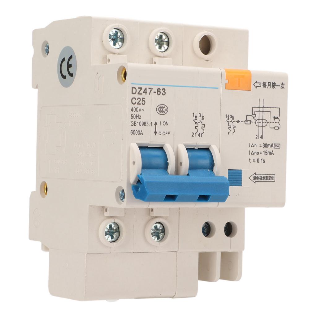 Miniature Circuit Breaker Pa66 Shell Modular Construction 2P Current Circuit Breaker Breaking Capacity 6000A 400V 25A