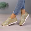 2025 New Foreign Trade Women's Single Shoes Sequined Rhinestone Elastic Casual Single Shoes Platform Fish Mouth Single Shoes In Stock