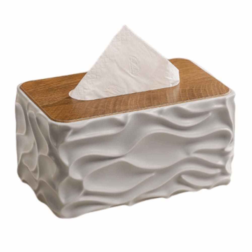 

Elegant Paper Towel Case Ripple Design Paper Container Decorative Paper Dispenser Home Decoration сірий