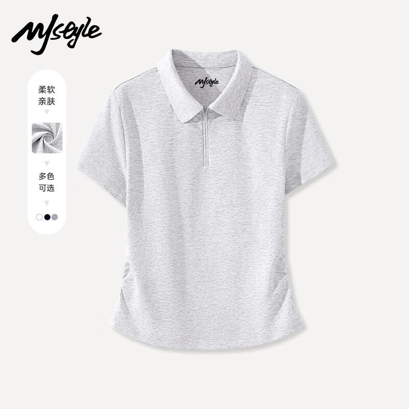 

MJ STYLE Women s Polo Collar Short Sleeve T-Shirt L