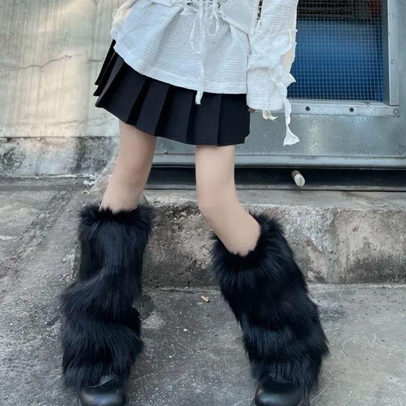 Women's Leg Covers Lolita Soft Girl Pile Socks Women Autumn and Winter Warm Mid-length Socks Cute Jk Student Female Plush Socks