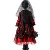 Halloween Vampire Witch Red Bride Princess Dress With Veil Kids Girls Party Costumes
