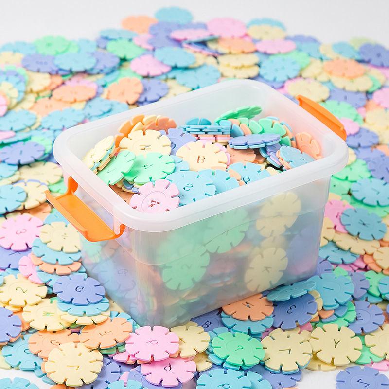 60/100/200 peças Blocos de Construção de Floco de Neve para Crianças Brinquedos Cores Macaron DIY Jogo de Jardim de Infância Montagem Brinquedo Educativo Presente TMZ