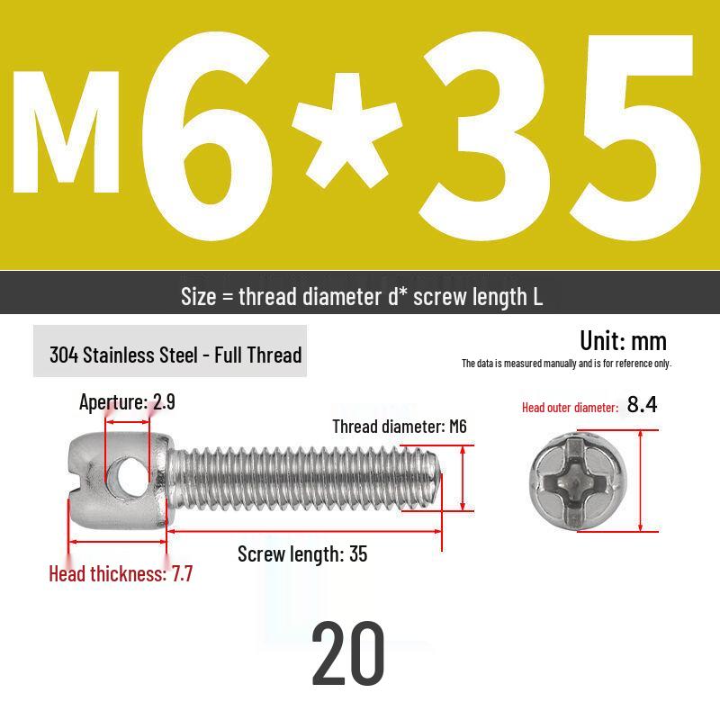 304 Stainless Steel Lead Seal Galvanized Meter Screw with Cross Hole
