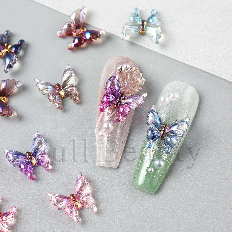 Nail Art Accessories Ins Summer Fairy Aurora Ice Transparent Butterfly Bag Three-dimensional Resin Nail Accessories