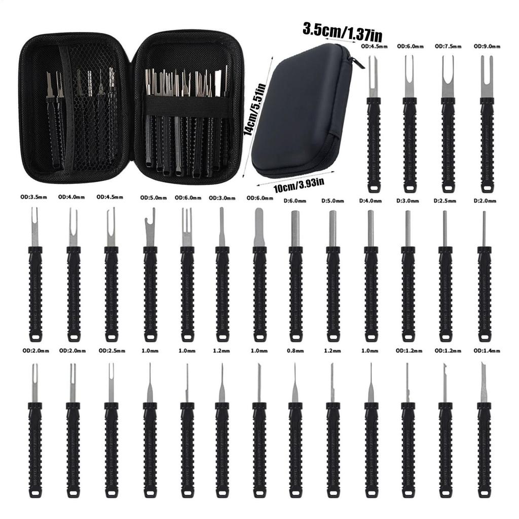 30pcs Pin terminal removal tools  Kit Pin Extractor Tool Terminal Ejector Kit Wire Terminal Release Pin Connector Removal Tool