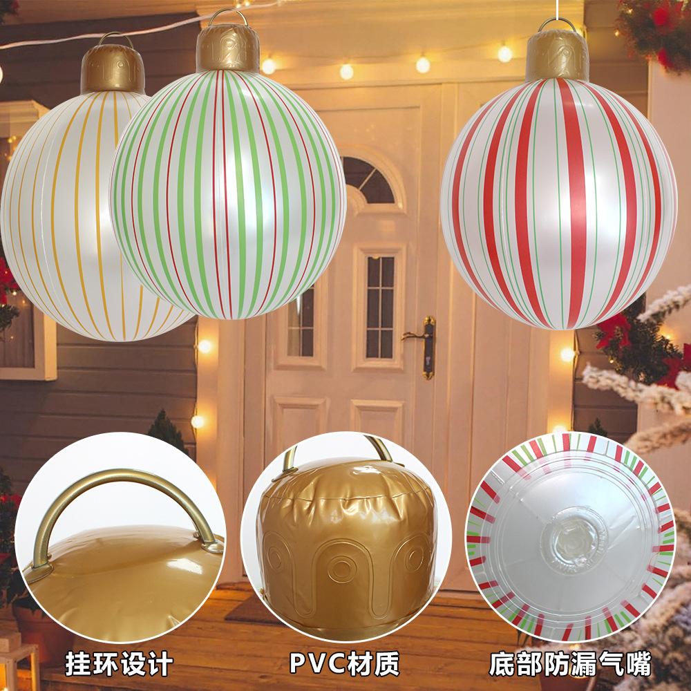 55*40cm Giant Inflatable Christmas Balls PVC Giant Big Large Balls Xmas Tree Decorations Toy Outdoor Xmas Holiday Yard Lawn Balls