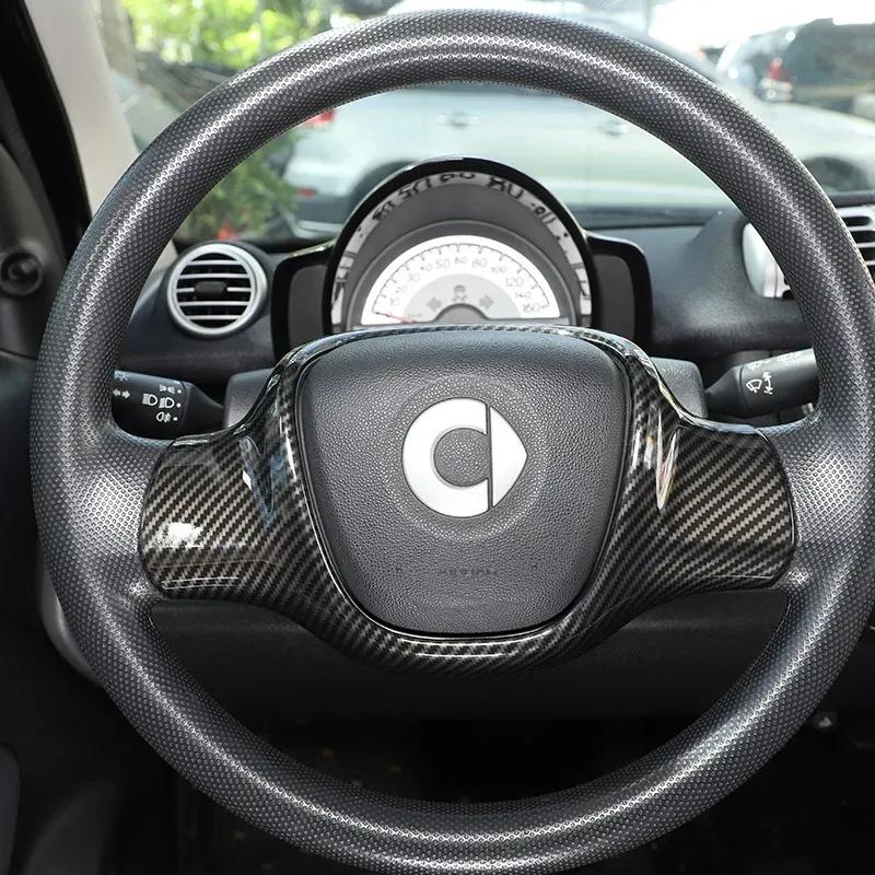 For Mercedes Benz Smart Fortwo 451 2009 2010 2011 2012 - 2015 Car Steering Wheel Frame Cover Trim Accessories ABS Carbon Fiber