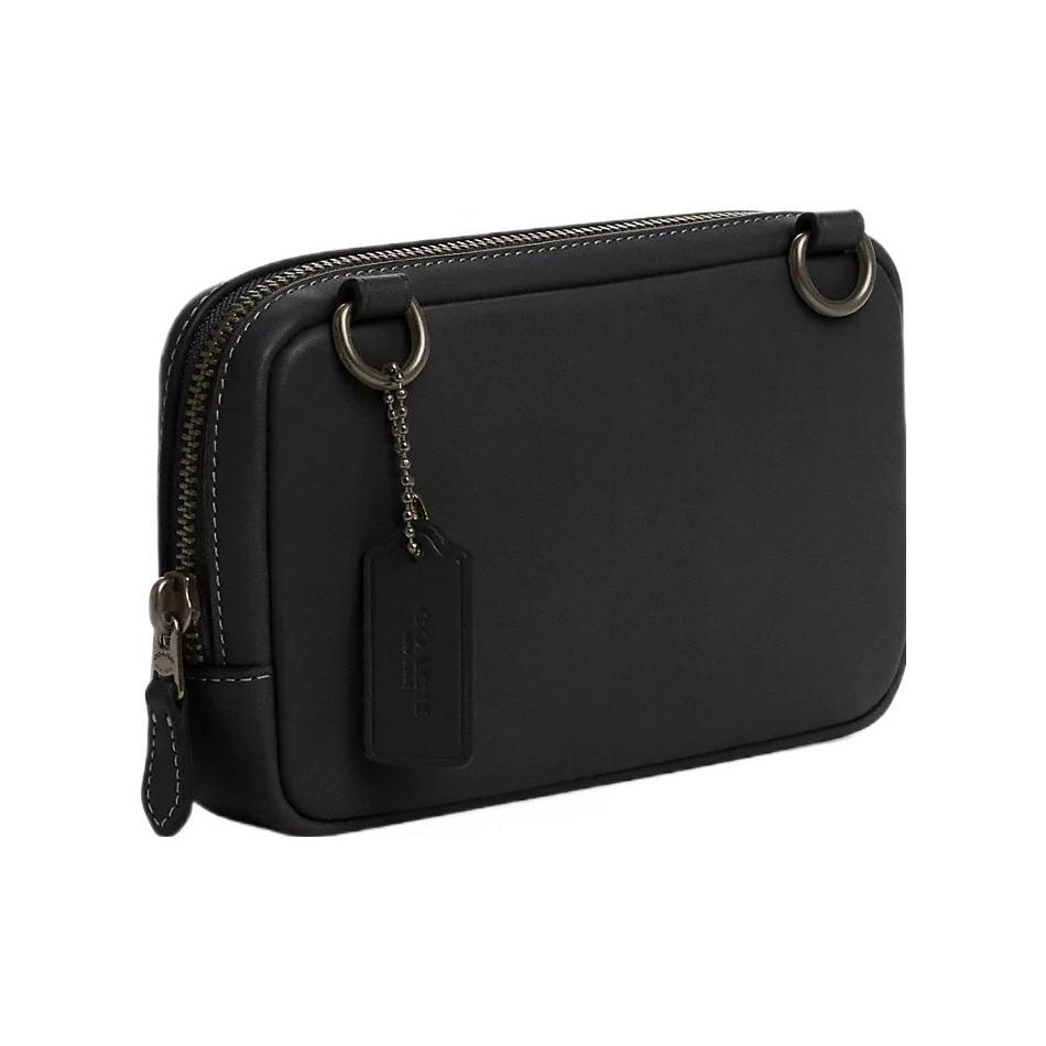 Coach Carrier 18 Solid Color Nameplate Zipper Closure Calfskin Camera Bag Women Shoulder Bag Bronze Black CM170-QBBK