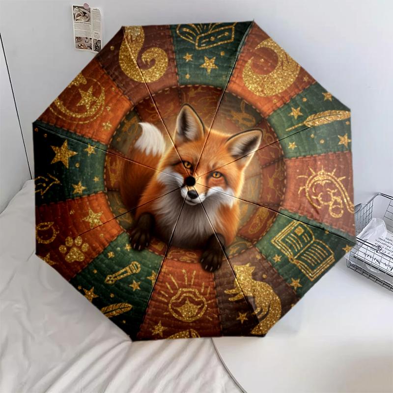 1 st Automatiskt Fällbart Paraply - Tecknat Mönster, Bärbar & Vikbar Design med 8 Ribbor, Jul- Födelsedagspresenter