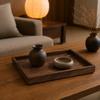 Tray Versatile Black Walnut Wood Serving Sleek for Entertaining