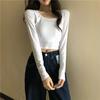 Women Sexy T-shirts Long Sleeve O-neck Crop Top Tshirts Fashion Solid Tops Casual Streetwear Tee Top Lady Cloth