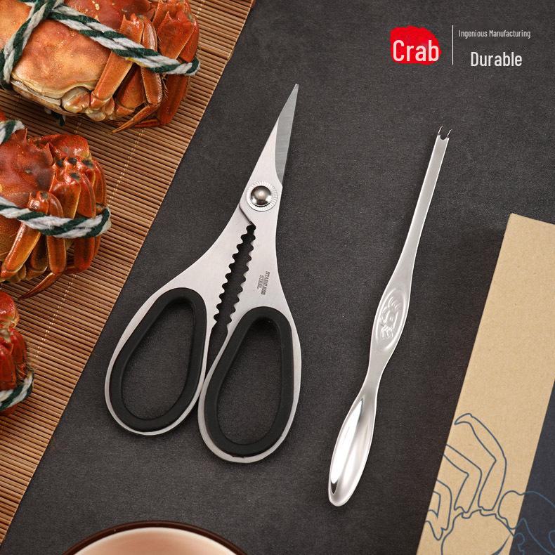 

Набір для їжі крабів 304 з нержавіючої сталі: Ножиці, плоскогубці та голка для легкого очищення та видалення