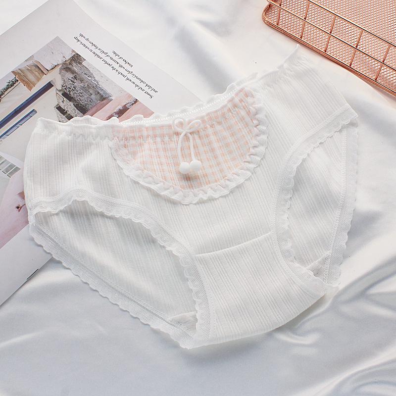 

Чарівні рожеві бавовняні жіночі трусики Лоліта - Середня посадка, Милий трикутний дизайн M