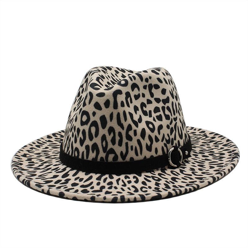 Hat British Men'S And Women'S Woolen Feather Hat Leopard Print Retro Jazz Top Hat