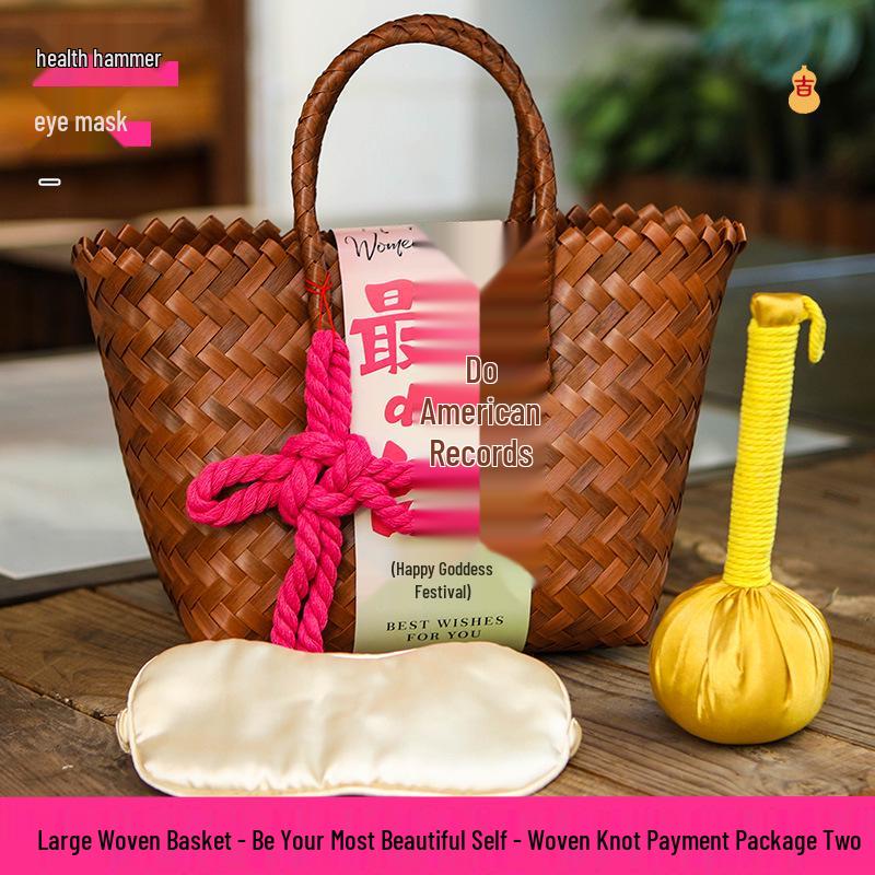 38th Festival Goddess Gift Set: High-End Bamboo Basket Souvenir for Employees