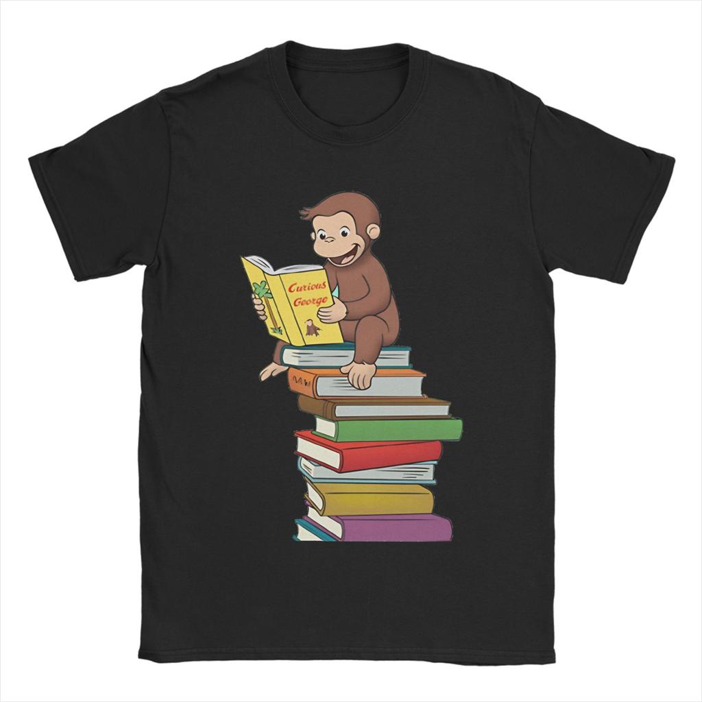 Vintage T Shirt Summer Curious George Novelty TShirts Pure Cotton Tshirt for Unisex Awesome Wholesale Short Sleeve Tees