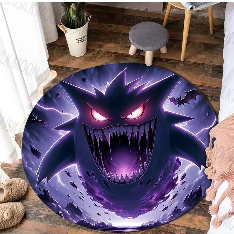  Disney Game Pokémon Gengar Printed Round Mat Bedroom Living Room Sofa Table Carpet Home Decor Cute Horrible Floor Rug