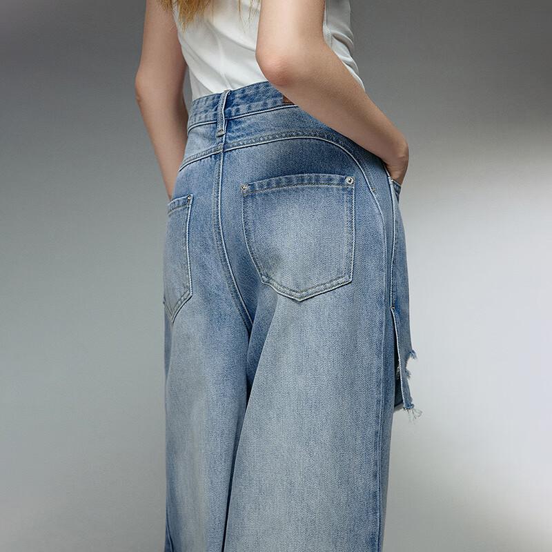 Chuyu Liberté 2025 Falešné dvoudílné patchwork džíny s vysokým pasem a širokými nohavicemi