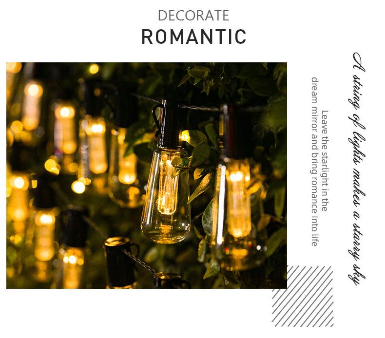 Edison Solar Papaya String Lights - Retro Outdoor Waterproof Decor