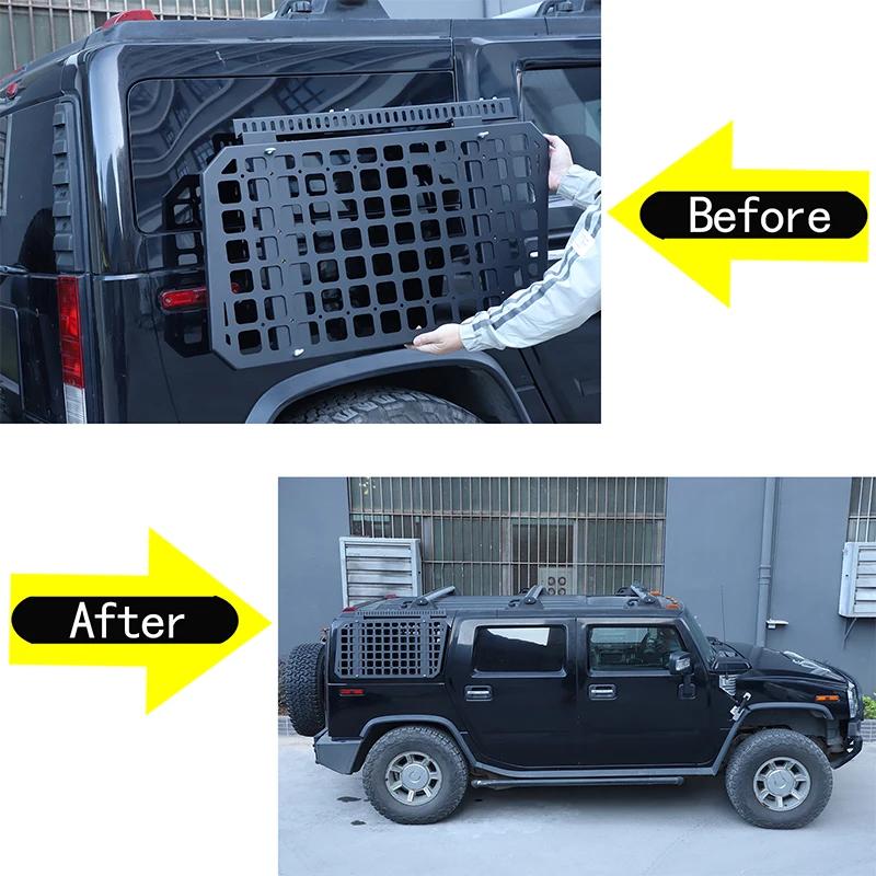 For Hummer H2 2003-2009 Aluminum alloy Car Rear Side Window Protective Hanging Bag Board Exterior Car Accessories