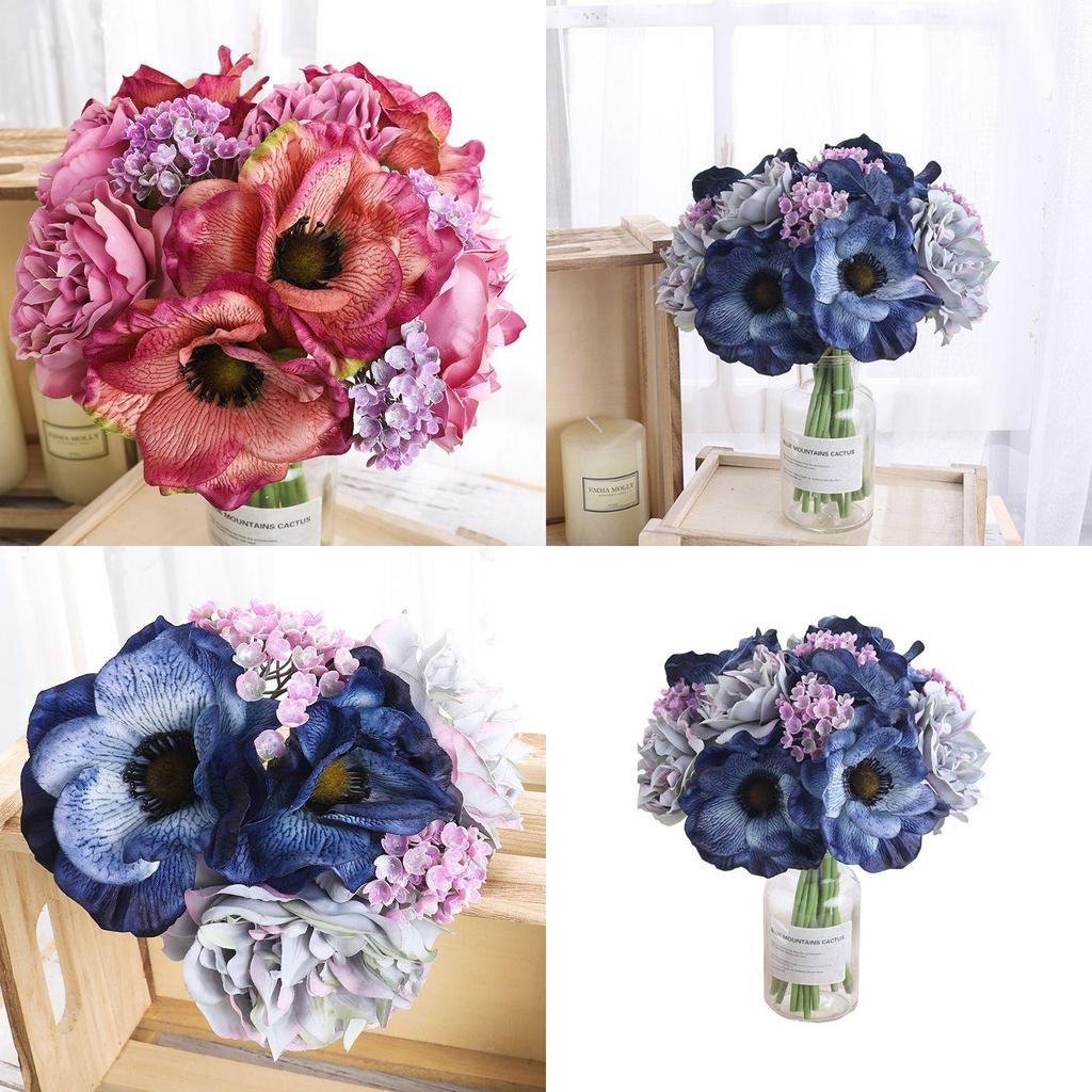 Lush Bouquet Poppy Peony Gypsophila Simulation Flower Ideal For Home Decor And Photography Prop