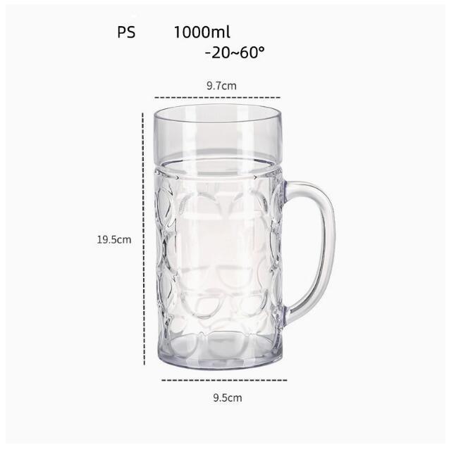 BPA Beer Mug Made of Reusable Unbreakable Plastic Transparent Acrylic Glass for Bar Party Cold Drink Juice Cheer for Cups