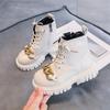 Children Autumn Winter Style Velvet Cotton Boots Boys Girls Metal Chain Middle Boots Shoes