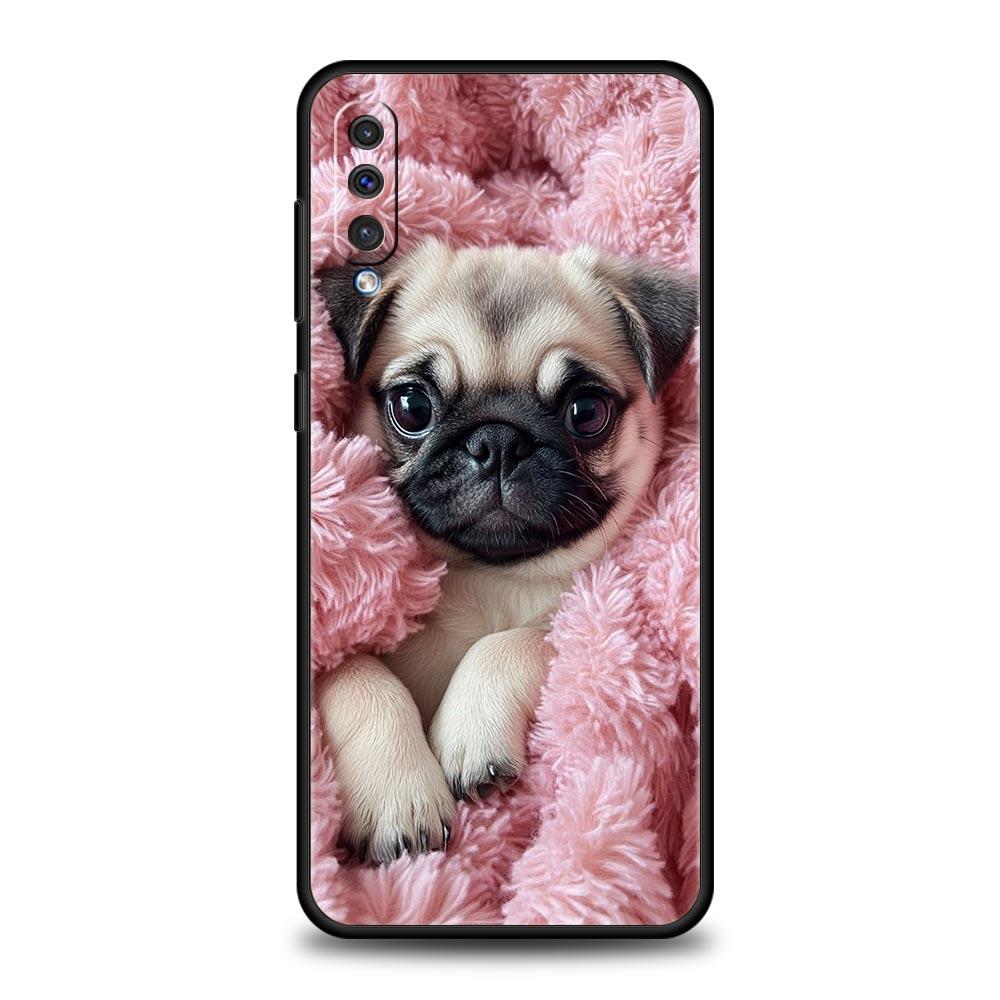 Cute Pug Dog Phone Case For Samsung A54 A52 A24 A14 A50 A70 A10 A30 A40 A20S A20E A06 A02S A12 A22 A34 A42 A32 5G A04s A16 Cover