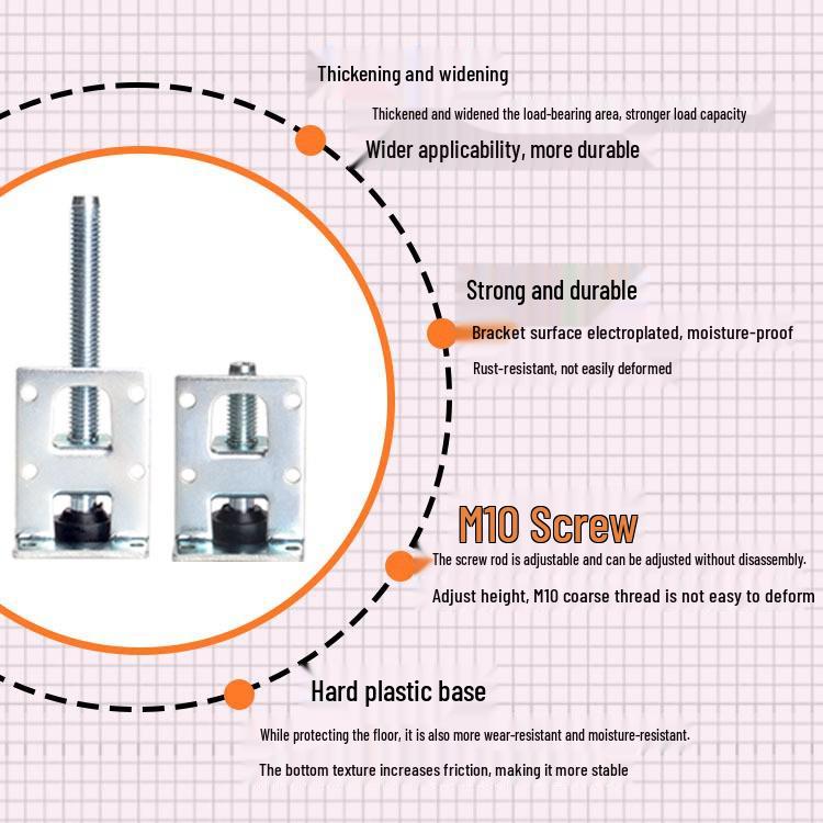 Adjustable Metal Leveling Feet for Furniture, Anti-Slip Pads for Uneven Floors, Height Adjustment for Cabinets