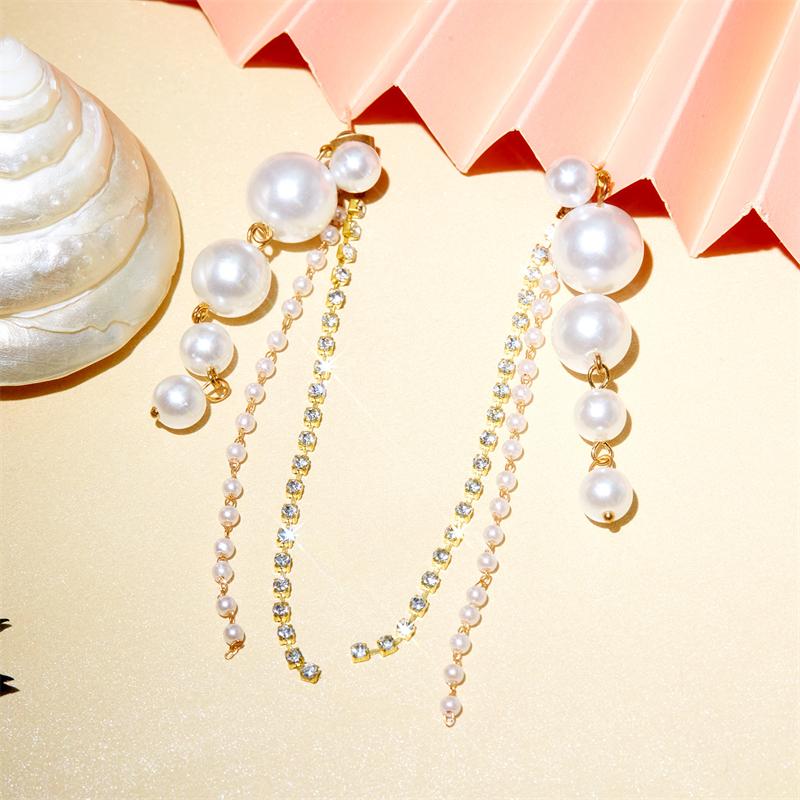 Korean Long Tassel Chain Pearl Earrings for Women Bridal Temperament Flower Drop Dangling Earrings Party Wedding Jewelry Gifts