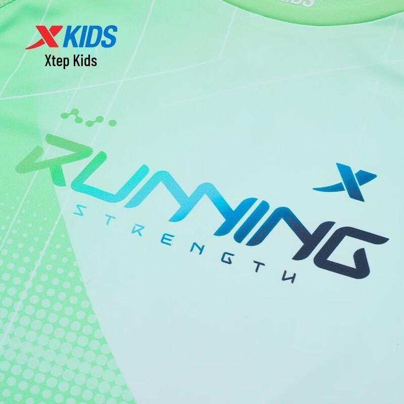 XTEP Kids' Breathable Quick-Dry Gradient Print Short Sleeve Knit Shirt
