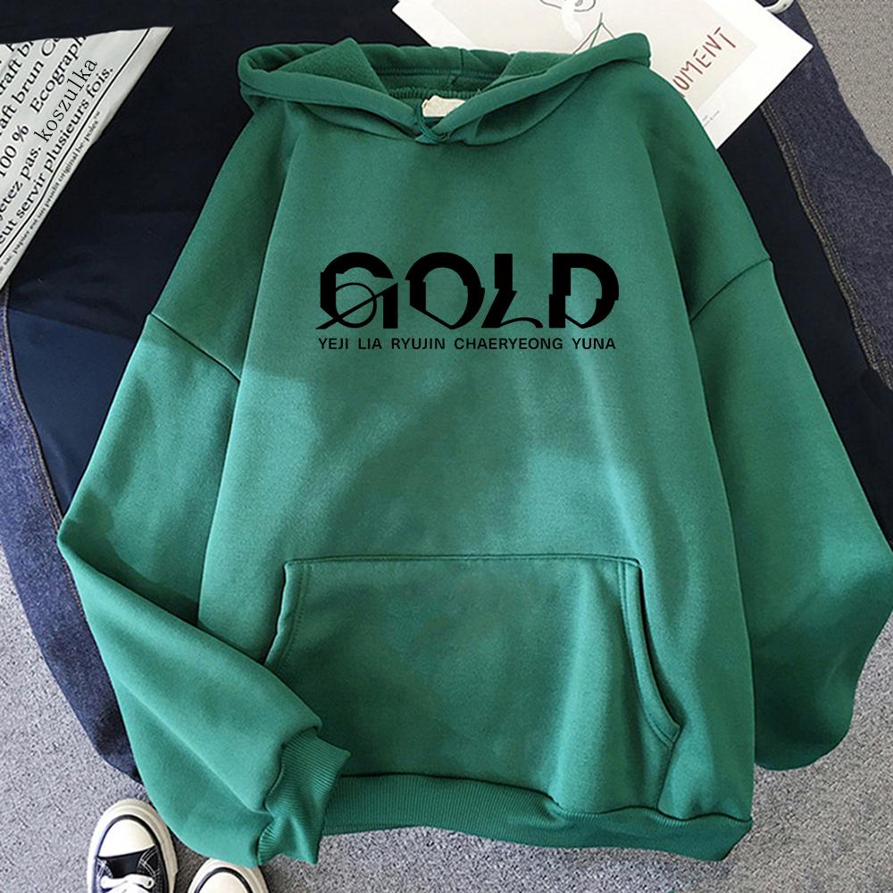 Horúci výpredaj ITZY GOLD Album Mikina Retro 2024 Dámske/Pánske Harajuku Estetické Mikiny Unisex Jeseň Zima Mikina s kapucňou Vintage