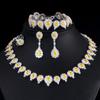 Bridal Wedding Dress Accessories Set Zircon Necklace Earrings Ring Bracelet Four-Piece Set, Women