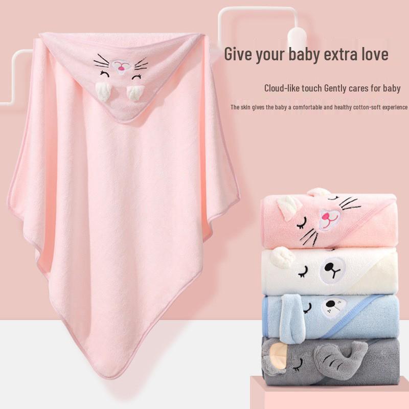 Soft Absorbent Coral Fleece Baby Swaddle Towel and Anti-Kick Blanket Cloak