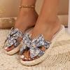 Fashion Women's Flat Shoes Summer New Round Head Open Toe Butterfly Knot Soft Sole Anti-slip Wear-resistant Slippers