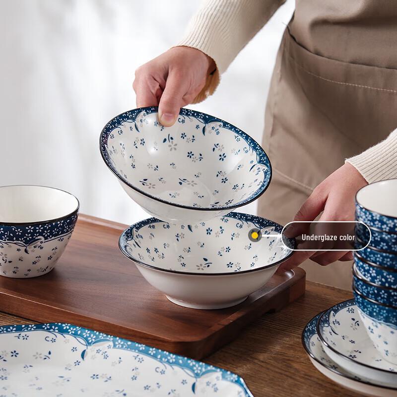 ZISIZ Flower Sea Underglaze 36-Piece Ceramic Dinnerware Set