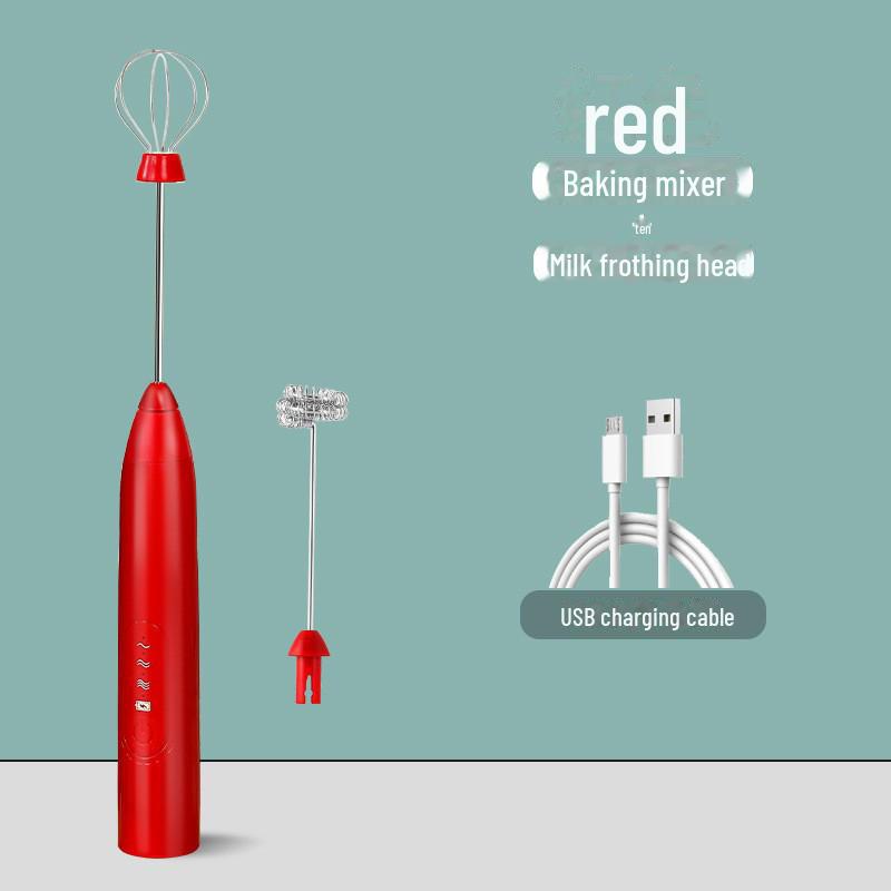 

Перезаряжаемый электрический ручной вспениватель молока и взбиватель яиц S-5 Double Head красный