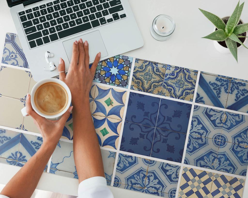 Anti-slip Vinyl Decorative Mat Retro Tiles 100x50 Cm