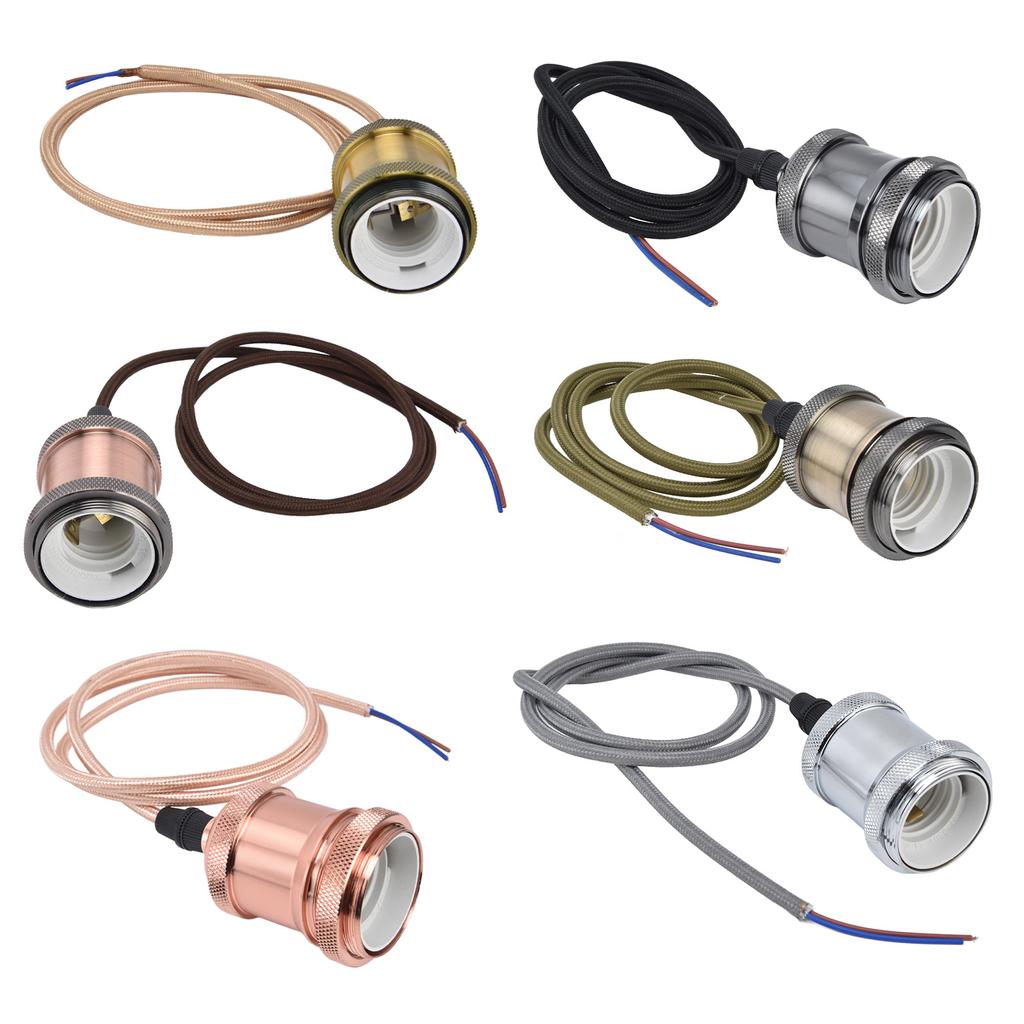 EU Plug 100‑240V E27 Exquisite Pendant Light Lampholder 1m Braid Rope Lamp Holder Vintage with Cord for