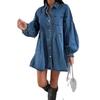 European & American Women's Fashion Casual Long Sleeve Denim Shirt Dress 2025