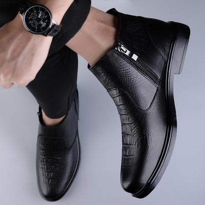 Winter Boots Business Chelsea Men's Boots High Top Ankle Boots Casual Shoes Fashion Casual Plush Warm Shoes High Quality Boots
